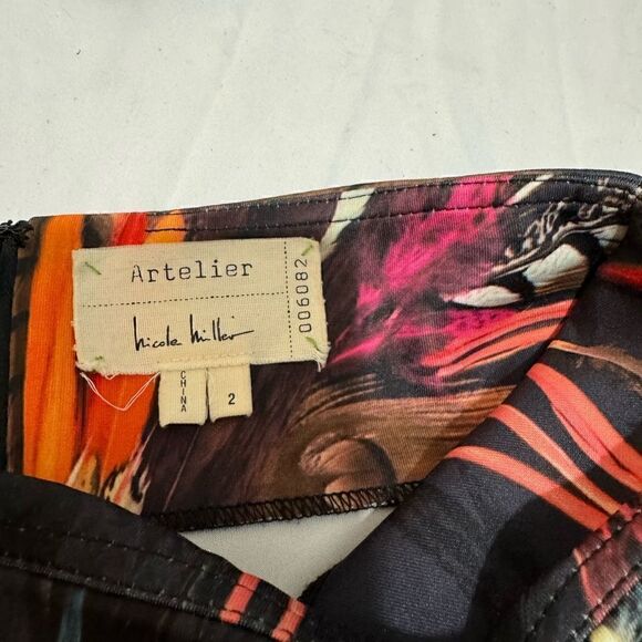 Nicole Miller Atelier Feather Print Pencil Skirt Size 2